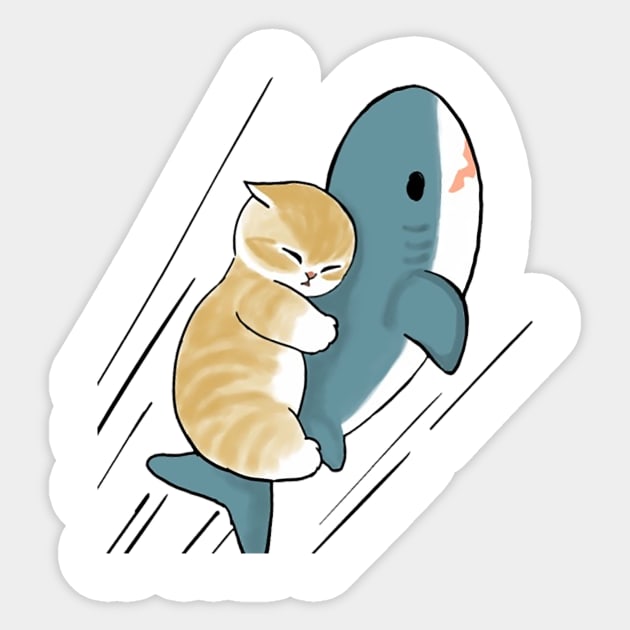 cat and shark Sticker by Kittens shark